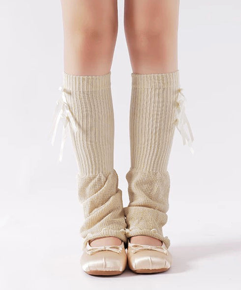 レッグウォーマー リボン付きレッグカバー レディース ボリューム 足首ウォーマー 裾フレア ルーズソックス JK美脚 コスチューム履きやすい 秋冬靴下 履きやすい 24KTST-002