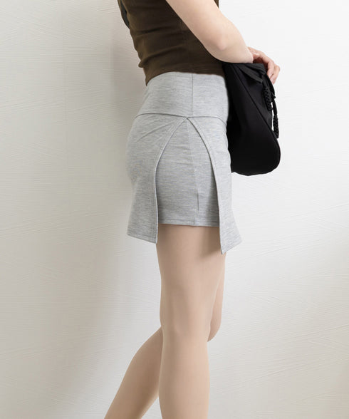 スリット入りキュロットスカート 露出防止 スポーツタイトスカート レディース ハイウエスト ミニ丈スカート春夏 インナーパンツ付き 膝上スカパン 着やせ 美脚脚長 24SKT-003