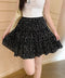 ティアードスカート 小花柄ミニ丈スカート レディース ハイウエスト ショート丈スカート インナーパンツ付きAラインスカート ウエストゴム 可愛い膝上丈スカート脚長 24SKT-004
