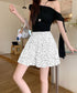 ティアードスカート 小花柄ミニ丈スカート レディース ハイウエスト ショート丈スカート インナーパンツ付きAラインスカート ウエストゴム 可愛い膝上丈スカート脚長 24SKT-004