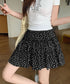 ティアードスカート 小花柄ミニ丈スカート レディース ハイウエスト ショート丈スカート インナーパンツ付きAラインスカート ウエストゴム 可愛い膝上丈スカート脚長 24SKT-004