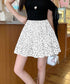 ティアードスカート 小花柄ミニ丈スカート レディース ハイウエスト ショート丈スカート インナーパンツ付きAラインスカート ウエストゴム 可愛い膝上丈スカート脚長 24SKT-004
