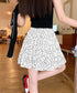 ティアードスカート 小花柄ミニ丈スカート レディース ハイウエスト ショート丈スカート インナーパンツ付きAラインスカート ウエストゴム 可愛い膝上丈スカート脚長 24SKT-004