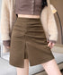 ギャザーミニスカート 無地タイトスカート レディース インナーパンツ付き ショート丈スカート ハイウエスト 膝上丈スカート お洒落ボトムス 美尻美脚スカート韓国風 24SKT-005