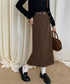 コーデュロイタイトスカート ベルト付き バックスリット ミモレ丈スカート レディース Aラインスカート 韓国風 普段着スカート ハイウエスト お洒落スカート秋冬 24SKT-006