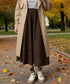 ティアードスカート コーデュロイスカート レディース ウエストゴム Aラインスカート 裏地付き 大人可愛いフレアスカート ハイウエスト ミモレスカート ナチュラル 24SKT-007