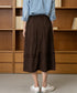 ティアードスカート コーデュロイスカート レディース ウエストゴム Aラインスカート 裏地付き 大人可愛いフレアスカート ハイウエスト ミモレスカート ナチュラル 24SKT-007
