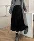 ティアードスカート コーデュロイスカート レディース ウエストゴム Aラインスカート 裏地付き 大人可愛いフレアスカート ハイウエスト ミモレスカート ナチュラル 24SKT-007