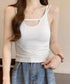 カップ付きキャミソールセクシー胸元韓国風 キャミインナー レディース ダブルストラップ ブラトップ カットアウト 下着 大人可愛い インナーウェア シンプル 肌着 24TPS-009