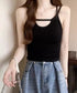 カップ付きキャミソールセクシー胸元韓国風 キャミインナー レディース ダブルストラップ ブラトップ カットアウト 下着 大人可愛い インナーウェア シンプル 肌着 24TPS-009