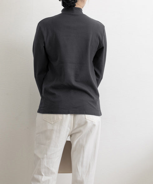 ベーシックトップス プチハイネック韓国風 ゆったりインナートップス レディース 大人カジュアル ストレッチTシャツ 着やせ 長袖カットソー 春秋 重ね着カットソー 24TPS-026