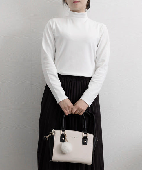 ベーシックトップス プチハイネック韓国風 ゆったりインナートップス レディース 大人カジュアル ストレッチTシャツ 着やせ 長袖カットソー 春秋 重ね着カットソー 24TPS-026