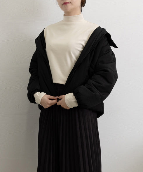 ベーシックトップス プチハイネック韓国風 ゆったりインナートップス レディース 大人カジュアル ストレッチTシャツ 着やせ 長袖カットソー 春秋 重ね着カットソー 24TPS-026