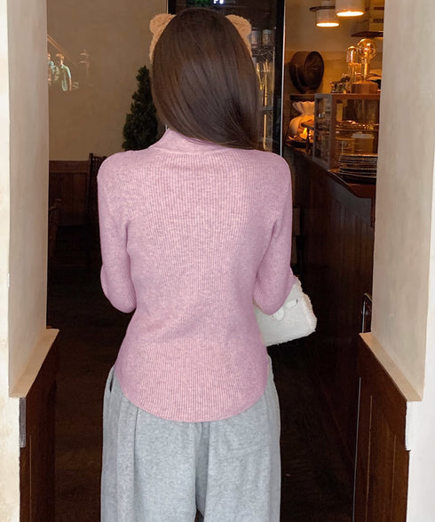 チョーカー風 リブニットトップス 韓国風 レディース スクエアネックニットウエア 着やせニットインナー オフィスカジュアルニットプルオーバー スリム重ね着トップス 24TPS-029