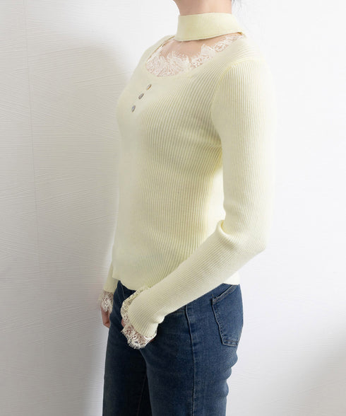 チョーカー風 リブニットトップス 韓国風 レディース スクエアネックニットウエア 着やせニットインナー オフィスカジュアルニットプルオーバー スリム重ね着トップス 24TPS-029