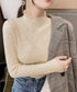 ニットトップス プチハイネックニットソー レディース メロウフリルニットウェア きれいめ ベーシックニットインナー 重ね着 ニットプルオーバー オフィスカジュアル 24TPS-032