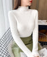 ニットトップス プチハイネックニットソー レディース メロウフリルニットウェア きれいめ ベーシックニットインナー 重ね着 ニットプルオーバー オフィスカジュアル 24TPS-032