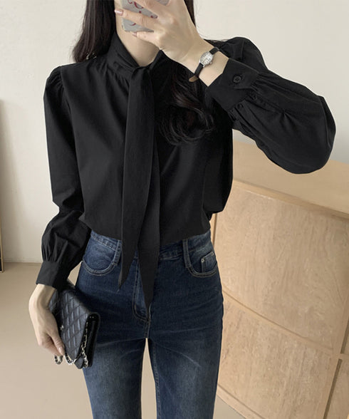 ボウタイブラウスリボンタイシャツブラウス レディース オフィスカジュアルリボントップス 体型カバー立ち襟ブラウス 着やせ 大人女性 おしゃれシャツ 30代40代 24TPS-034