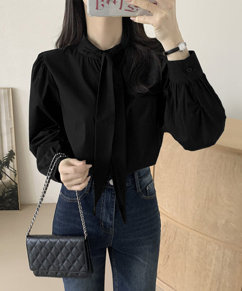 ボウタイブラウスリボンタイシャツブラウス レディース オフィスカジュアルリボントップス 体型カバー立ち襟ブラウス 着やせ 大人女性 おしゃれシャツ 30代40代 24TPS-034