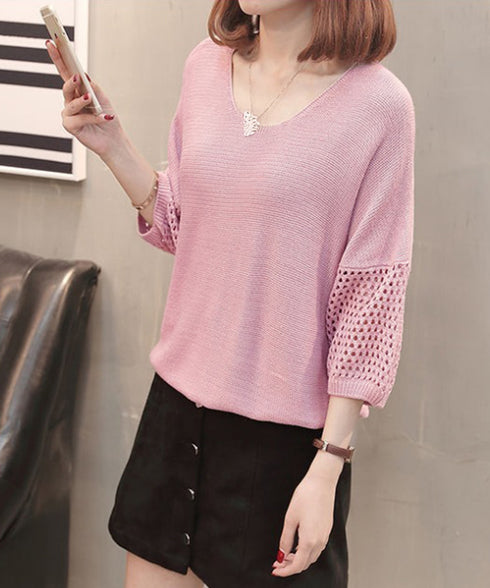 透かし編みニットトップス半袖サマーニット レディース ゆったり 抜け感ニット クルーネック ニットプルオーバー 大人カジュアル韓国風ニット 30代40代 トップス 24TPS-038