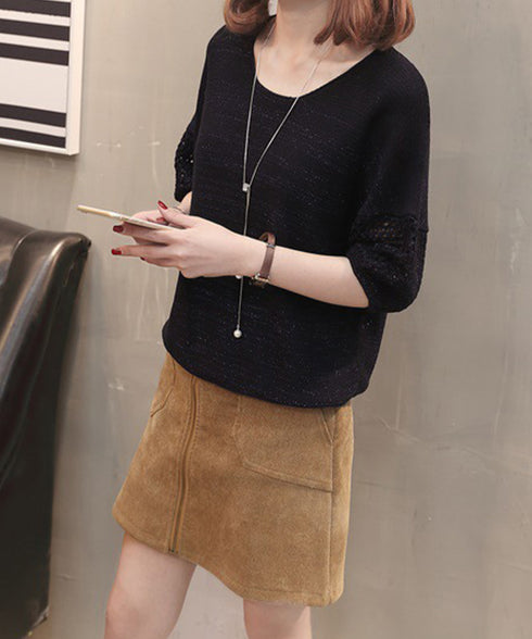 透かし編みニットトップス半袖サマーニット レディース ゆったり 抜け感ニット クルーネック ニットプルオーバー 大人カジュアル韓国風ニット 30代40代 トップス 24TPS-038