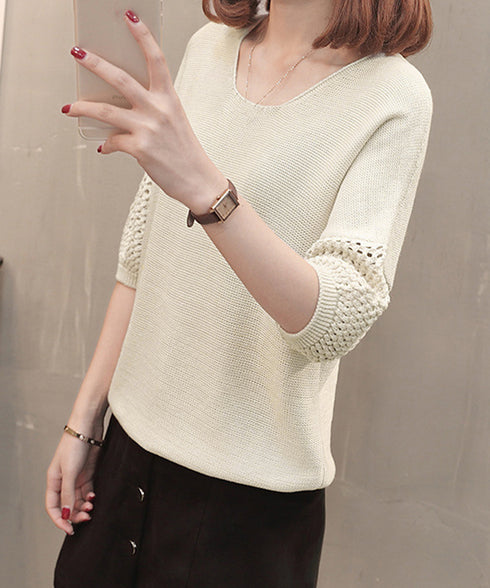 透かし編みニットトップス半袖サマーニット レディース ゆったり 抜け感ニット クルーネック ニットプルオーバー 大人カジュアル韓国風ニット 30代40代 トップス 24TPS-038