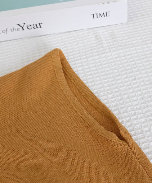 ボウタイサマーニット Vネックトップス フレンチスリーブニット カジュアル ニットプルオーバー ベーシック ニットトップス  おしゃれ フィットニットソー 無地 24TPS-041