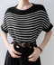ボーダー柄サマーニット ドルマンスリーブ ニットTシャツ レディース きれいめトップス ゆったり 薄手ニットソー 通勤OL プルオーバー 着やせ 大人ニットソー 24TPS-042