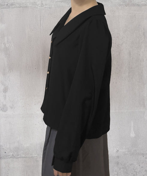 シャツブラウス ゴールドボタン ブラウス レディース 着やせ ゆったりブラウス オフィスカジュアル Vネックシャツ 体型カバー無地トップス 襟付き シャツ 春秋夏 24TPS-051