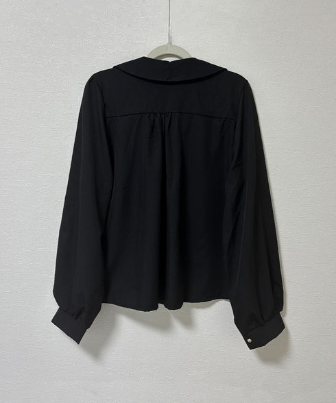 シャツブラウス ゴールドボタン ブラウス レディース 着やせ ゆったりブラウス オフィスカジュアル Vネックシャツ 体型カバー無地トップス 襟付き シャツ 春秋夏 24TPS-051