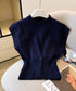 ニットベスト フロントボタン ニットジレ レディース リブ切り替え ショート丈ニットチョッキ オフィスカジュアル レイヤードベスト ノースリーブニットトップ春秋冬 24TPS-055