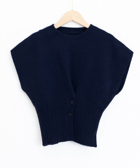 ニットベスト フロントボタン ニットジレ レディース リブ切り替え ショート丈ニットチョッキ オフィスカジュアル レイヤードベスト ノースリーブニットトップ春秋冬 24TPS-055