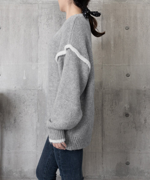 ゆったりニットトップスラウンドネック冬服 レディース 大人カジュアル ニットプルオーバー 体型カバーニットウェア ドロップショルダー 厚手ニットセーター あたたか 24TPS-056