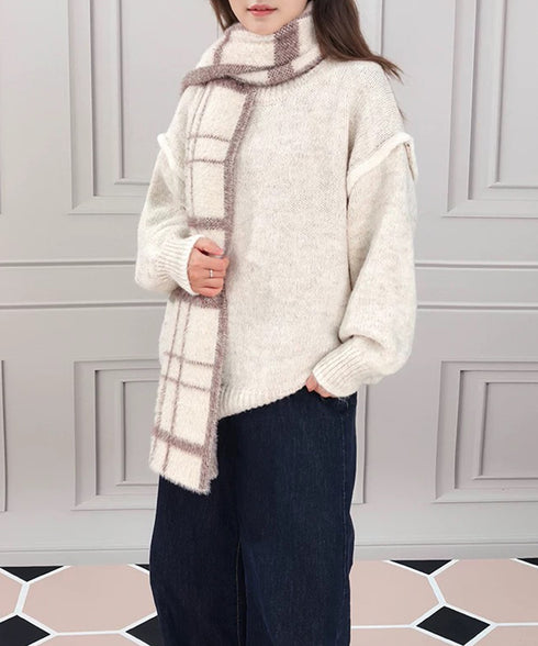 ゆったりニットトップスラウンドネック冬服 レディース 大人カジュアル ニットプルオーバー 体型カバーニットウェア ドロップショルダー 厚手ニットセーター あたたか 24TPS-056