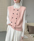 ケーブル編みニットベスト ダブルブレスト ニットジレ レディース 重ね着 ニットチョッキ ノースリーブ ニットトップス オフィスカジュアル レイヤードニットタンク 24TPS-057