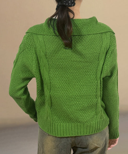 ケーブル編みニットカーディガン ビッグ襟 ニット羽織り レディース おしゃれニットトップス カジュアル 前開きニットウェア 着回し 秋冬服 韓国風 シンプルニット 24TPS-058