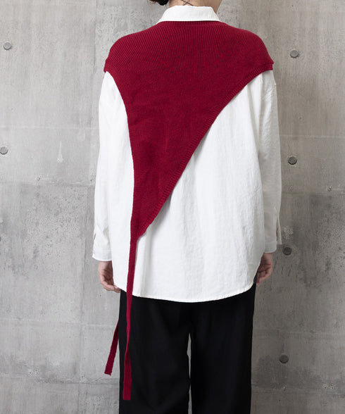 三角ニットベスト 重ね着 肩掛け風ニット アシンメトリー ショール風ニットベスト 大人可愛い 抜け感ニットトップス ノースリーブ ケープ風ベスト 24TPS-059