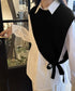 三角ニットベスト 重ね着 肩掛け風ニット アシンメトリー ショール風ニットベスト 大人可愛い 抜け感ニットトップス ノースリーブ ケープ風ベスト 24TPS-059
