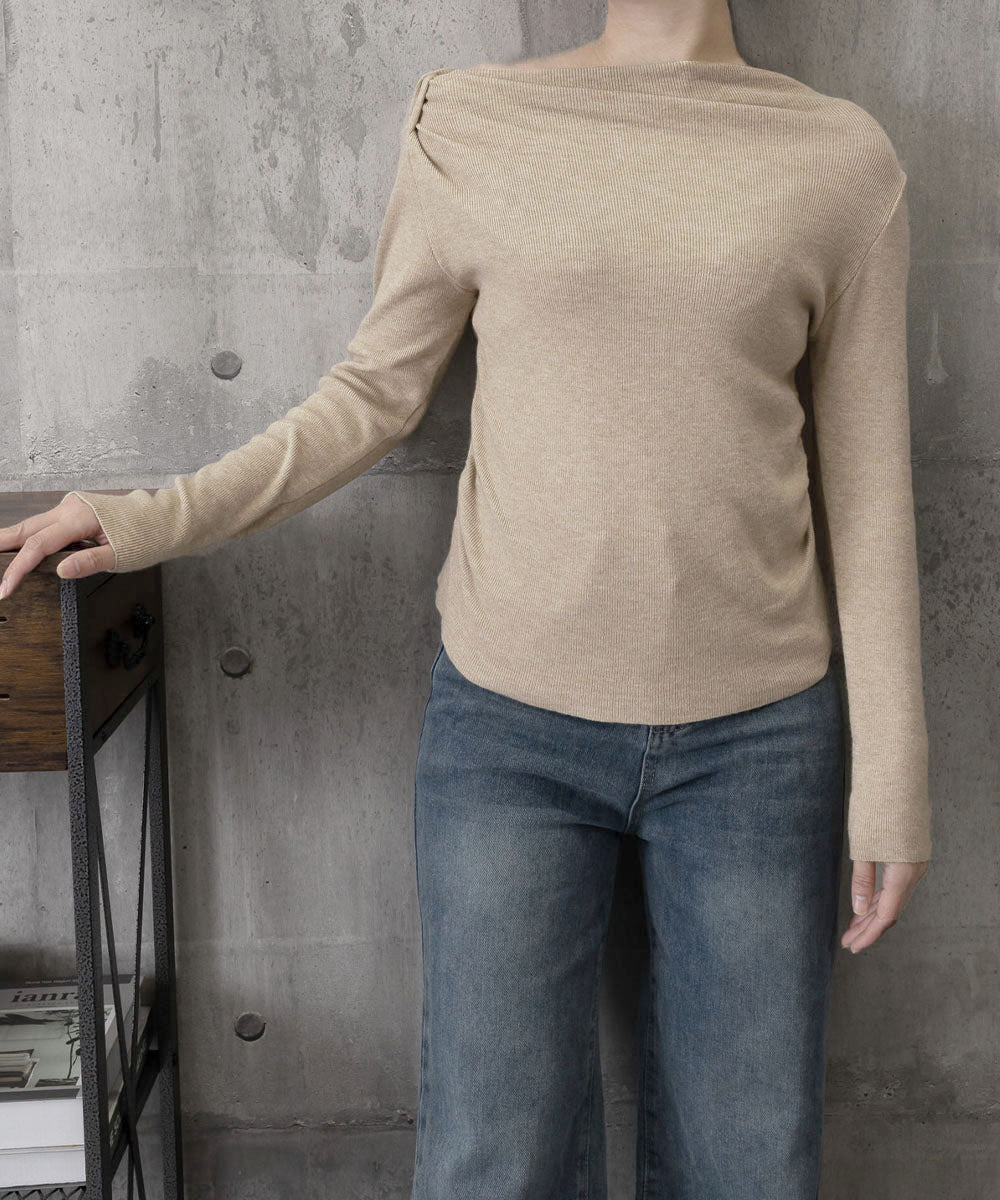 オフショルダーニットトップス 肌見せ秋服