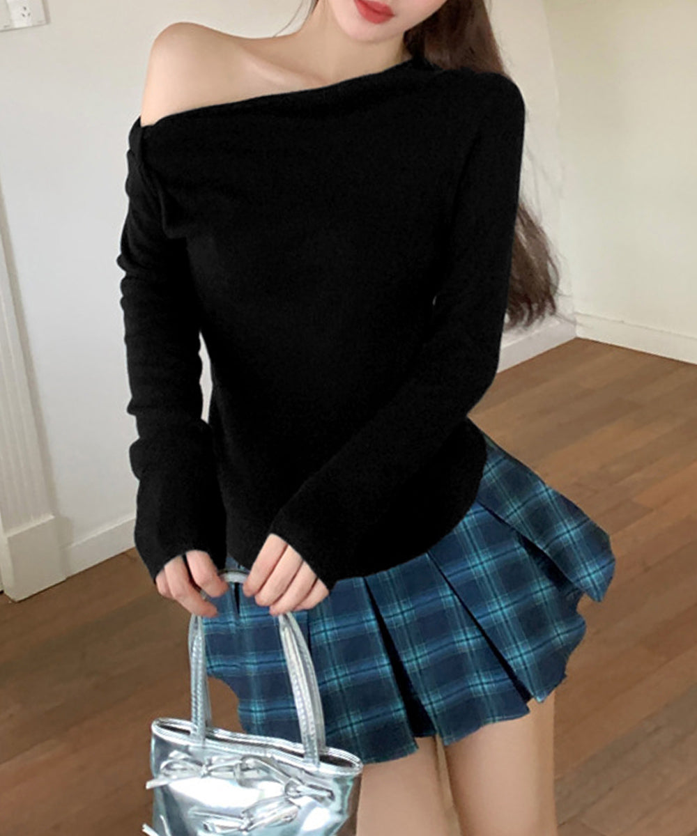 オフショルダーニットトップス 肌見せ秋服