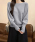 ボートネックニットトップスオフショルダー ニットプルオーバー レディース オフィスカジュアル ニットセーター きれいめ ワンショルダーニット 通勤通学ニットウェア 24TPS-061
