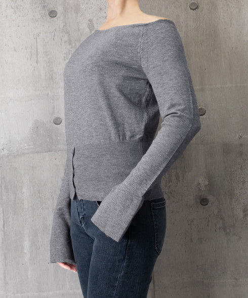 ワンショルダーニットトップス裾ボタン秋服 レディース 大人カジュアルニットプルオーバー きれいめ 肩出しニットウェア 肩見せ 長袖ニットセーター 韓国風ニットソー 24TPS-062