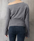 ワンショルダーニットトップス裾ボタン秋服 レディース 大人カジュアルニットプルオーバー きれいめ 肩出しニットウェア 肩見せ 長袖ニットセーター 韓国風ニットソー 24TPS-062