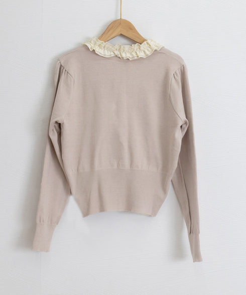 ボウタイニットトップス フリル襟 ニット レディース オフィスカジュアル リボンニットセーター 大人可愛い 着やせニットウェア おしゃれ ニットソー 着回し秋冬服 24TPS-063