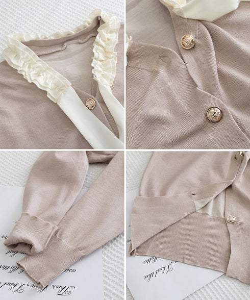 ボウタイニットトップス フリル襟 ニット レディース オフィスカジュアル リボンニットセーター 大人可愛い 着やせニットウェア おしゃれ ニットソー 着回し秋冬服 24TPS-063