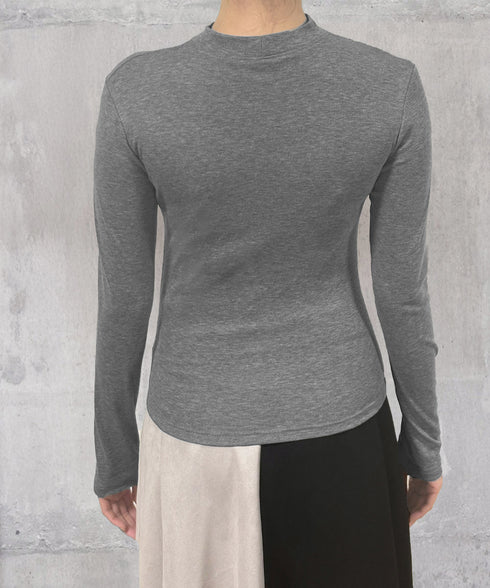 チョーカー風カットソーレース付きTシャツ レディース セクシー レースコンビトップス 着回し 細身Tシャツ オルチャン 着やせ 大人 無地レイヤード風トップス長袖 24TPS-065