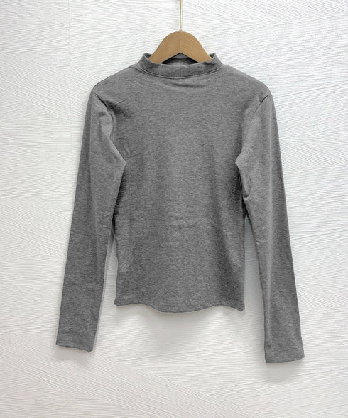 チョーカー風カットソーレース付きTシャツ レディース セクシー レースコンビトップス 着回し 細身Tシャツ オルチャン 着やせ 大人 無地レイヤード風トップス長袖 24TPS-065