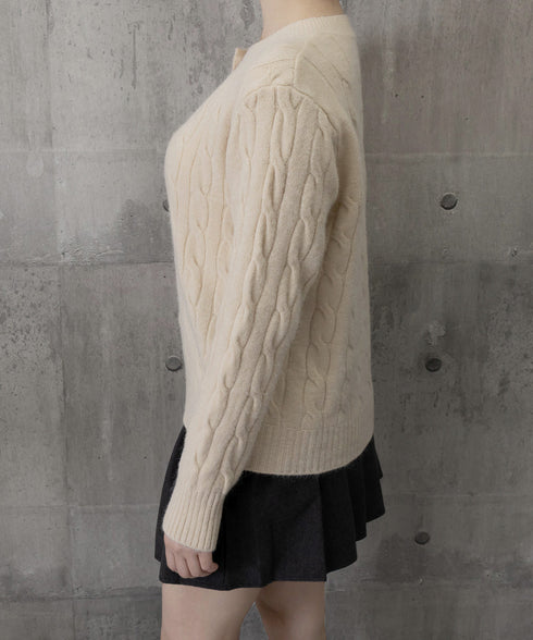 ケーブルニットカーディガン 前開きニット レディース カラーハートボタンニットトップス クルーネックニットセーターきれいめカジュアル ニットアウター お洒落秋冬服 24TPS-067