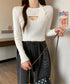 ニットトップス ホルターネックリブニット カットアウト タイトニット オフィスカジュアル ニットウエア フロントオープン おしゃれニットソー セクシープルオーバー 24TPS-069