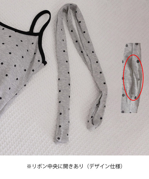 ドット柄キャミソール チョーカー付き夏服 レディース カップ付き スリムフィットキャミ 裾フリル インナートップス 大人可愛い 薄手 インナーウェア フェミニン 24TPS-078